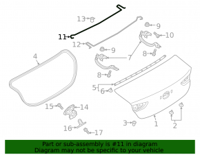 Right trunk lid hinge torsion bar for Mazda 3 19-25