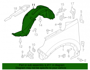 Front right mudguard Ford Explorer 16-19 rest, without plug