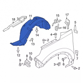 Front right mudguard Ford Explorer 16-19 rest, without plug