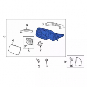 Left side mirror assembly for Ford Explorer 16-19, 14 pins, heated, turn signal, backlight, electric