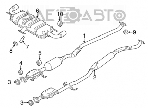 Exhaust line middle part with catalytic converter Mazda CX-5 13-16 AWD 2.0