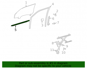 Door-glass molding, central front left, Toyota Sienna 2010
