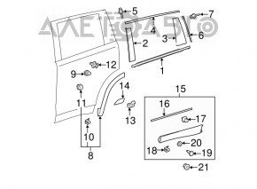 Toyota Highlander 14-19 rear left door trim arch