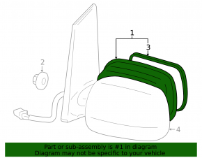 Right side mirror assembly for Toyota Prius 2009-2010