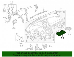 Audi Q3 8U 15-18 black central air vent for the front panel