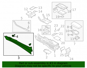 Center console trim side left Ford Fusion mk5 17-20 lower, black