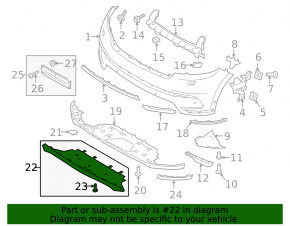 Front bumper lip cover for Land Rover Range Rover Velar 18-23 black