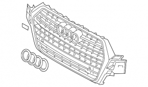 Radiator grill assembly Audi Q7 16-19 black gloss