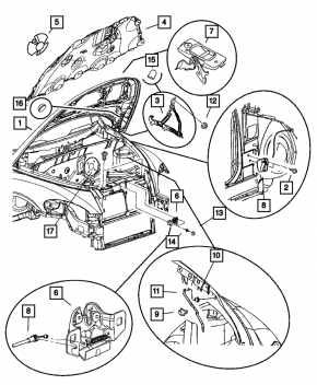 Bracket latch stick support hood Jeep Compass 17-25