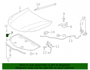 Right front hood bumper for Lexus CT200h 11-17