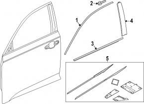 Molding door-glass central front right Honda Accord 23- black