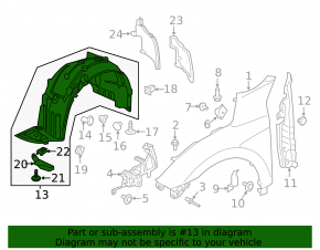 Front right mudguard Honda Civic X FC 16-18