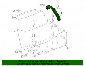 Right tailgate trim Chevrolet Equinox 18-21 black