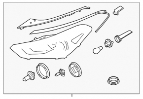 Right front headlight assembly for Hyundai Tucson 19-21 halogen without LED accent