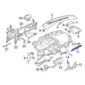 Ford Edge 19 Front Panel Molding - Dark Gray, Chrome Defect