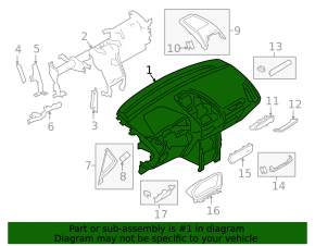 Torpedo front panel without AIRBAG Ford Ecosport 18-22 black