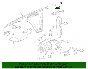 Front left upper wing bracket Jaguar F-Pace X761 17- rear