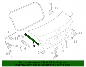 Trunk lid shock absorber left Subaru Legacy 15-19