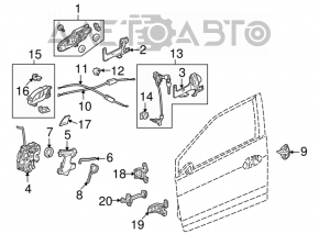 Lower front left door hinge for a Honda CRV 12-16