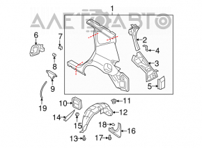 Rear right mudguard for Nissan Murano z51 09-14