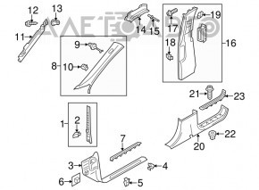 Center pillar trim belt right VW Touareg 11-14 beige with brown