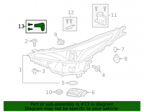 Right headlight lower outer mount Toyota Prius 50 16-22