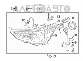 Headlight front right Mitsubishi Outlander Sport ASX 10-19 complete xenon, scratch