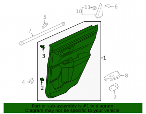 Door trim card rear right Honda CRV 17-22 gray