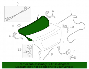 Nissan Versa 12-19 usa trunk lid seal