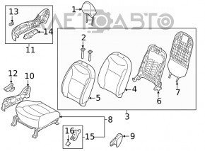 Passenger seat Kia Soul 14-16 prerest without airbag, cloth black