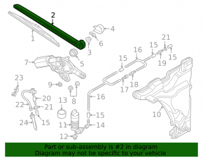 Rear wiper arm for Audi Q3 83A 19-25