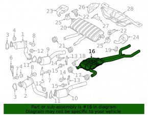 Rear muffler with barrel Porsche Cayenne 958 11-17 Hybrid