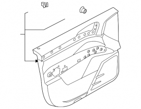 Door trim card front left Porsche Cayenne 958 11-17 black, with tweeter, armrest black leather, molding black gloss, swollen varnish and chrome