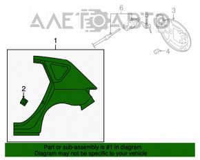 Quarter wing rear left Mazda3 03-08 HB white