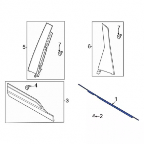 Molding door-glass central rear left Ford Escape MK4 20-24 mat