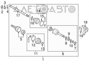 Drive axle shaft front right Nissan Leaf 11-12