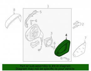 Left mirror element housing VW Golf 15-21