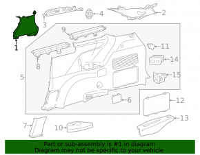 Right rear pillar trim panel in front of the window for Toyota Sienna 21-26, gray, 8-seater