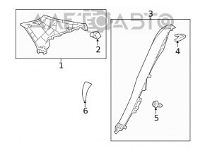 Toyota Prius 50 16-20 black lower left rear pillar trim, scratches