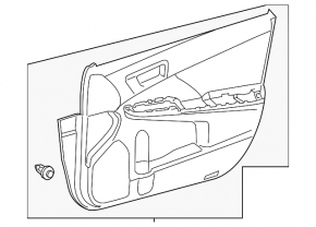Front right door trim panel for Toyota Camry v50 12-14 USA, gray with black plastic insert, black rubber armrest, with handle, scratches