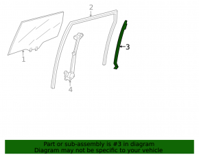 Honda CRV 12-16 rear right door window guide