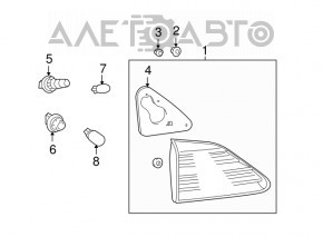 Right inner trunk lid light for Lexus RX450h 13-15 restyling, polished