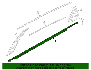 Door-glass molding, center rear left, Kia K5 21-24, black