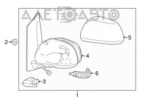 Side mirror right complete Toyota Sienna 11-12 heating gray