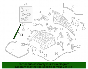 Bonnet shock absorber right Porsche Panamera 10-16