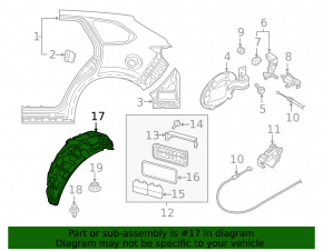Rear right fender liner Mazda CX-9 16-23 front