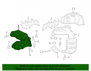 Lexus RX350 10-15 rear exhaust manifold with catalytic converter, rusty