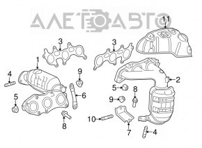 Lexus RX350 10-15 rear exhaust manifold with catalytic converter, rusty
