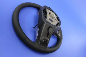 09-13 Dodge Challenger black leather steering wheel, no buttons, with pads and rear buttons