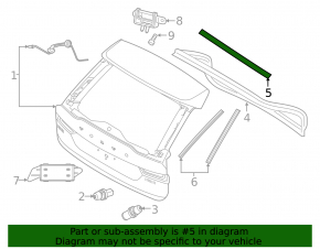 Rubber seal for the upper trunk door Volvo V90 17-22 usa on the door